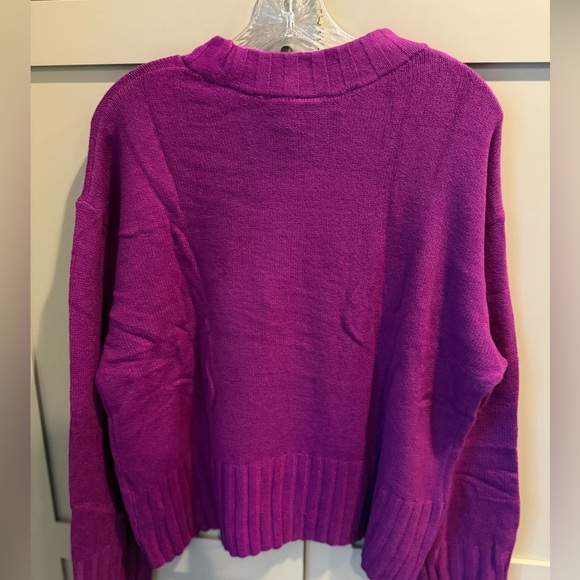 NWT GAP Vibrant Purple Ribbed Mock Neck Like Sweater SZ L - Picture 11 of 11